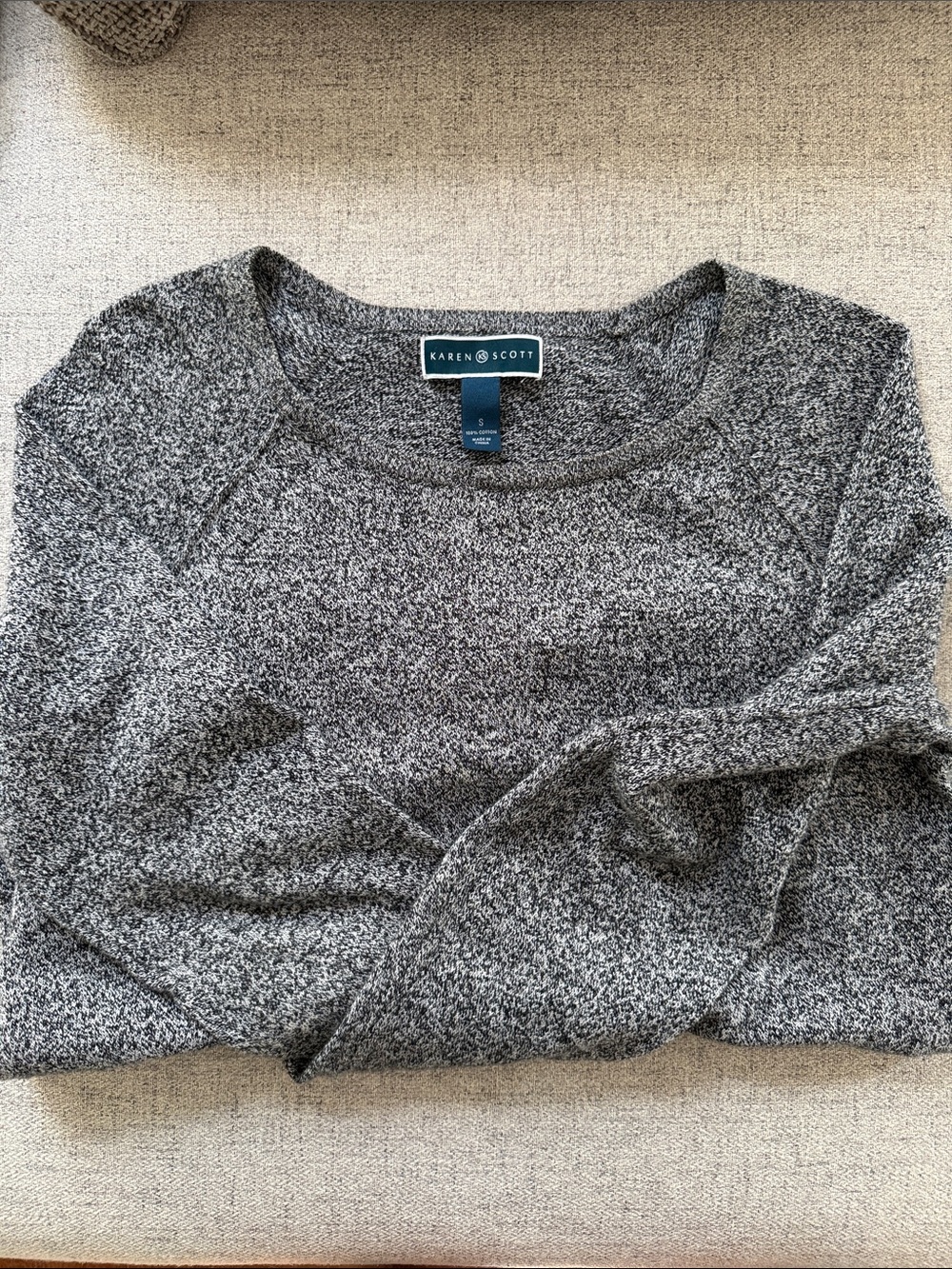 Karen Scott Gray Marled Crewneck Sweater
